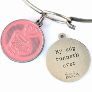 Gleeful RT-RUNNETH-FLAM-NEC Runneth Over Token Charm  Necklace (18 Inc