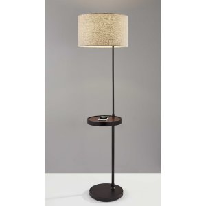 Homeroots.co 372633 Matte Black Metal Floor Lamp With Wireless Chargin