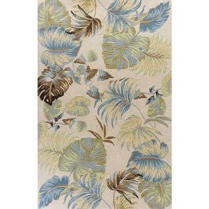 Homeroots.co 352450 3' X 5' Wool Ivory Or Blue Area Rug