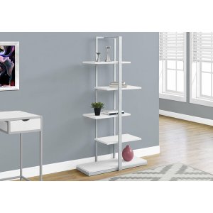 Homeroots.co 333429 13 X 32 X 60 White  Silver  Mdf  Metal   Bookshelf