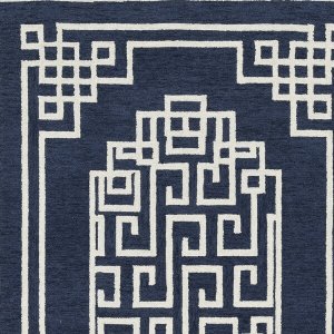 Homeroots.co 374678 3'x5' Navy Ivory Geometric Wool Area Rug