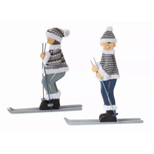 Melrose 80237DS Ski Couple (set Of 2) 20.25h Wood