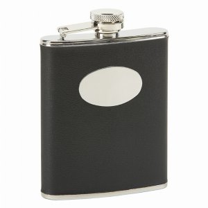 Creative 3100 Black Flask With Engraving Plate, Stainless Steel 6 Oz