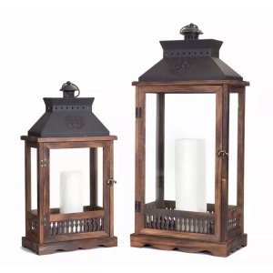 Melrose 66815DS Lanterns (set Of 2) 21h, 27.5h Woodmetalglass