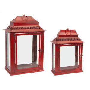 Melrose 56803DS Lanterns (set Of 2) 21h, 16h Metalglass