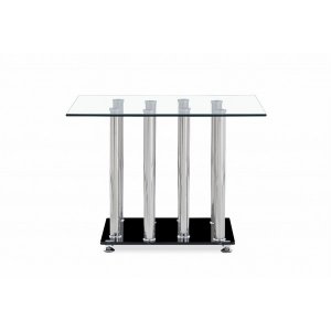 Homeroots.co 383888 Black And Silver Modern End Table With Tempered Gl