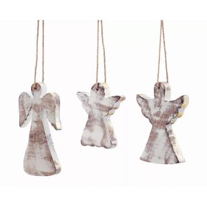 Melrose 80259DS Angel Ornament (set Of 18) 4h, 5h, 6h Wood