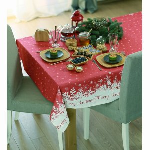 Homeroots.co 376819 84 Merry Christmas Printed Rectangle Tablecloth In