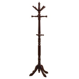 Homeroots.co 332675 Cherry Solid Wood Finish Coat Rack With Triple Tie