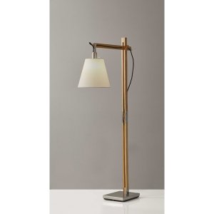 Homeroots.co 372672 Natural Wood Floor Lamp With Adjustable Hinged Arm