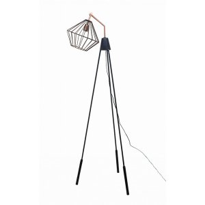 Homeroots.co 373050 Antique Copper And Matte Black Wire Floor Lamp