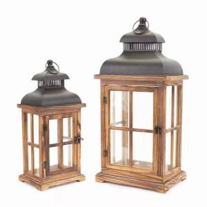 Melrose 54161DS Lantern (set Of 2) 15.5-23h Woodmetal