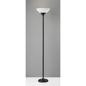 Homeroots.co 372813 Tailored Black Metal Torchiere With Bright Illumin