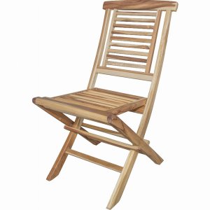 Homeroots.co 376751 Compact Teak Folding Chair Wstraight Design In Nat