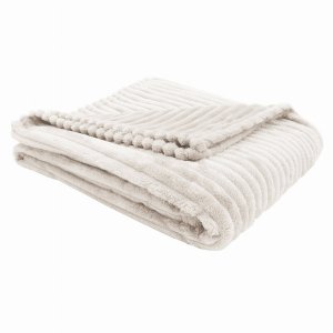 Homeroots.co 355933 50 X 60 Ivory Ultra Soft Ribbed Style  Throw