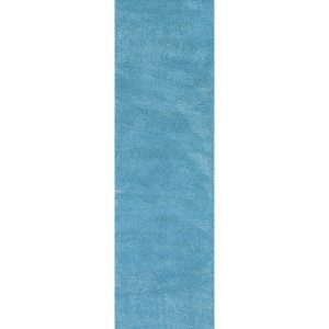 Homeroots.co 353882 2' X 7' Runner Polyester Highlighter Blue Area Rug