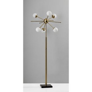 Homeroots.co 372722 Orbital Sphere Brass Metal Led Floor Lamp