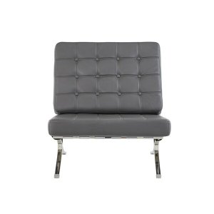 Homeroots.co 383920 Dark Grey Chair With Wide Spacious Seat And Button