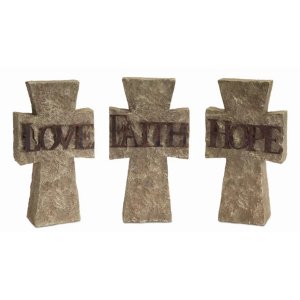 Melrose 62776DS Hope, Faith, Love Cross (set Of 3) 6lx10.75h Polystone