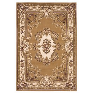 Homeroots.co 353670 3'x5' Beige Or Ivory Aubusson Polypropylene Area R