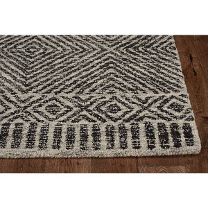 Homeroots.co 374734 27 X 96 Grey Or  Black Wool Rug