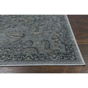 Homeroots.co 353824 3'x5' Silver Blue Paisley Faux Silk Indoor Area Ru