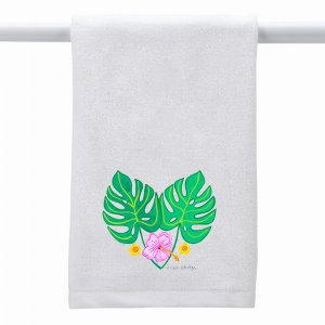 Creative 103350 White Towel 2 Leaves3 Flowers