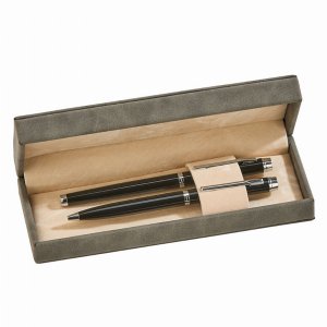 Creative 2353 Leatherette Double Pen Set Grey 7 X 2.5