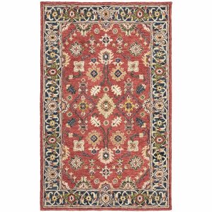 Homeroots.co 383599 4'x6' Red And Blue Bohemian Designs Indoor Rug