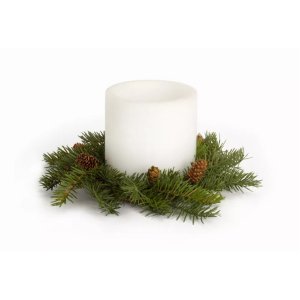 Melrose 69645DS Pine Candle Wreath (set Of 4) 13d Plastic (fits 6 Cand