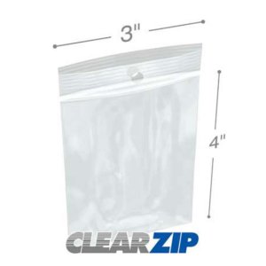 International CZH40304 Clearzip Lock Top Hang Hole Bags  3 X 4 4 Mil