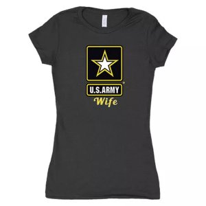 Fox 64-0918 XXL Women's Cotton Tee Army Star Wife - Black 2xl