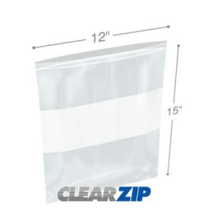 International CZW21215 White Block Clearzip Lock Top Bags  2 Mil 12 X 