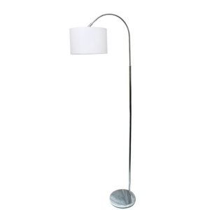 All LF2005-WHT Simple Designs Arched Brushed Nickel Floor Lamp, White 