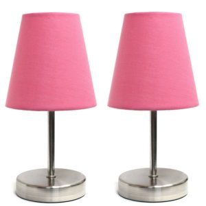 All LT2013-PNK-2PK Simple Designs Sand Nickel Mini Basic Table Lamp Wi