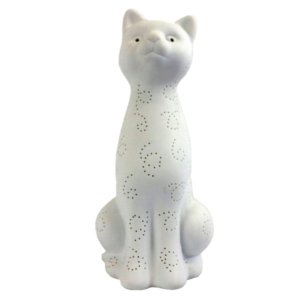 All LT3056-WHT Simple Designs  Porcelain Kitty Cat Shaped Animal Light