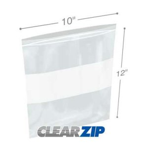 International CZW41012 White Block Clearzip Lock Top Bags  4 Mil 10 X 