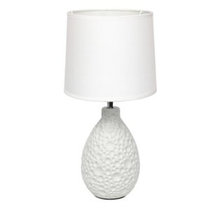 All LT2003-WHT Simple Designs Textured  Stucco Ceramic Oval Table Lamp