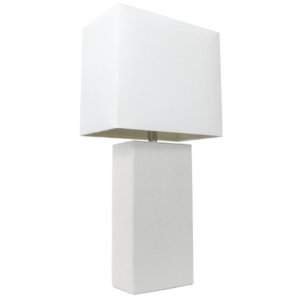 All LT1025-WHT Elegant Designs Modern Leather Table Lamp With White Fa