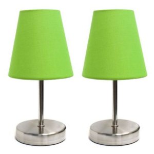 All LT2013-GRN-2PK Simple Designs Sand Nickel Mini Basic Table Lamp Wi