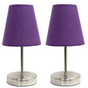 All LT2013-PRP-2PK Simple Designs Sand Nickel Mini Basic Table Lamp Wi