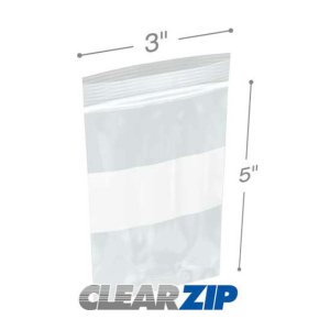 International CZW40305 White Block Clearzip Lock Top Bags  4 Mil 3 X 5