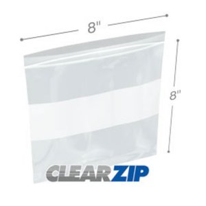 International CZW20808 White Block Clearzip Lock Top Bags  2 Mil 8 X 8