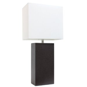 All LT1025-BWN Elegant Designs Modern Leather Table Lamp With White Fa