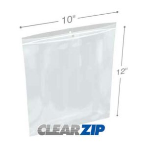 International CZH41012 Clearzip Lock Top Hang Hole Bags  10 X 12 4 Mil