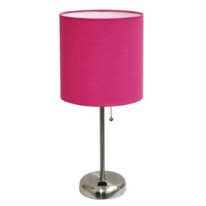 All LT2024-PNK Limelights Stick Lamp With Charging Outlet And Fabric S