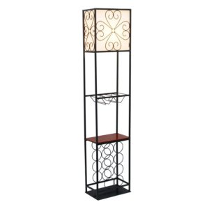 All LF1021-BLK Elegant Designs Etagere Organizer Wood Accented Storage