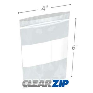 International CZW60406 White Block Clearzip Lock Top Bags  6 Mil 4 X 6