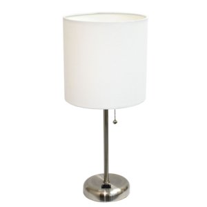 All LT2024-WHT Limelights Stick Lamp With Charging Outlet And Fabric S