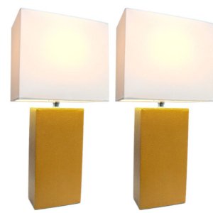 All LC2000-TAN-2PK Elegant Designs 2 Pack Modern Leather Table Lamps W